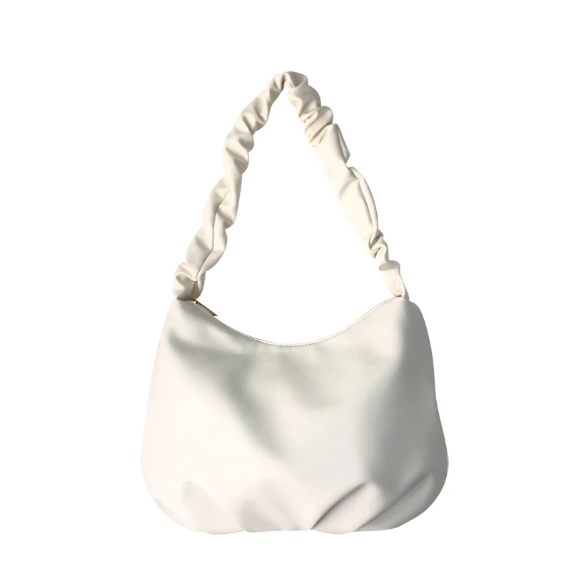 

Soft PU Leather Women Pleated Underarm Bag Fashion Design Female Solid Color Shoulder Bags Ladies Simple Portable Handbags Purse