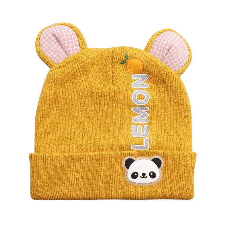100% хлопковая милая детская шапка с пандой для малыша вязаные теплые детские