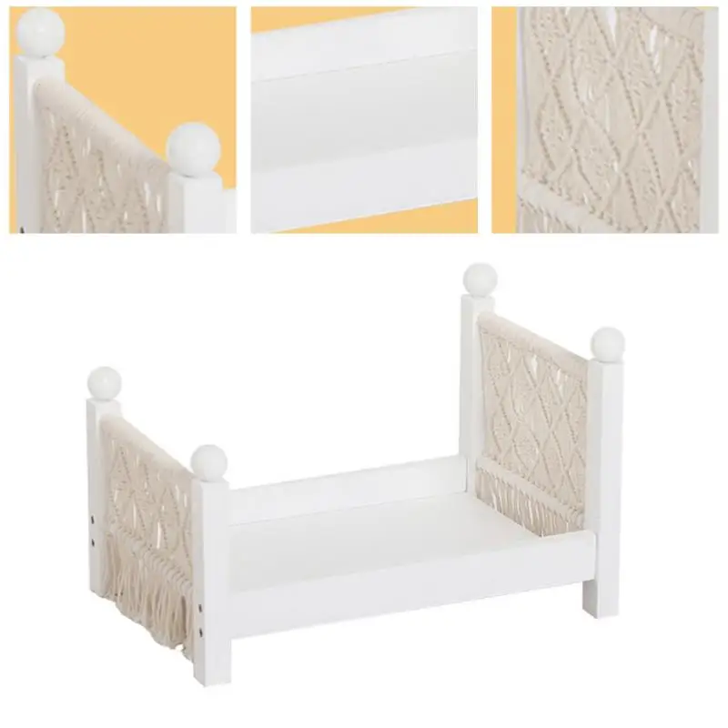 

Cute Home Multifunction Modern Bedroom For Studio Photo Background Baby Wooden Bed Photography Props Comfortable Woven Newborn