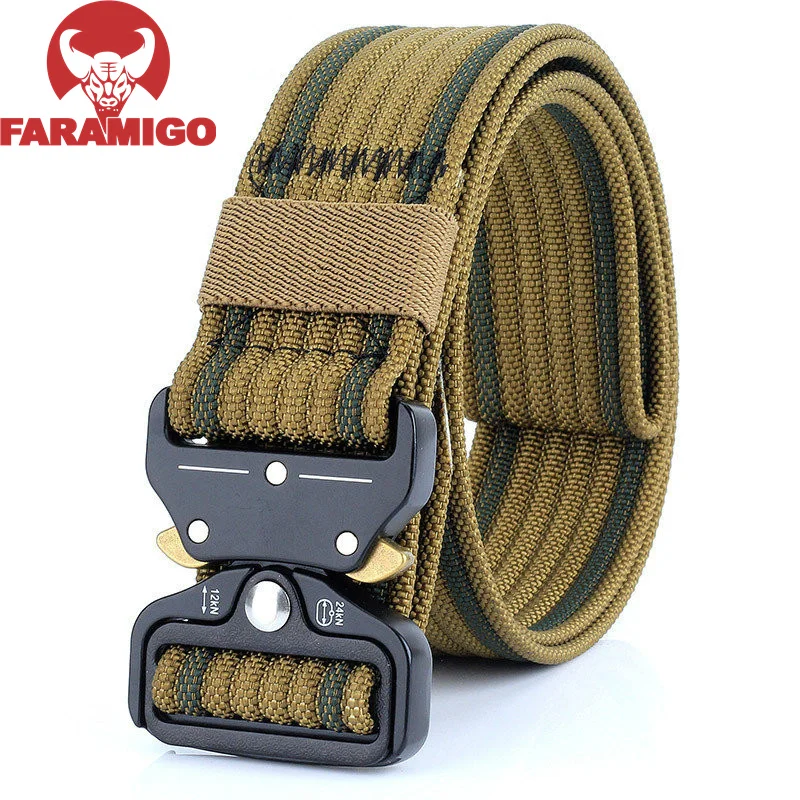 FARAMIGO New Nylon Belt Men Army Tactical Belt Molle Military SWAT Combat Belts Knock Off Emergency Survival Waist Tactical Gear