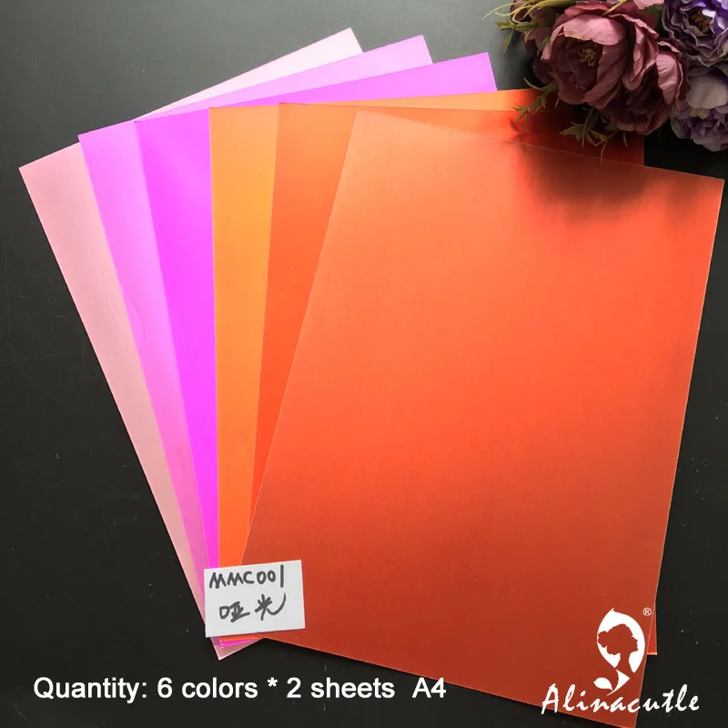 

6colors x 2 sheets Berry Stain Foil Paper Card A4 250gsm Paper DIY Scrapbooking paper pack craft Background paper Alinacraft