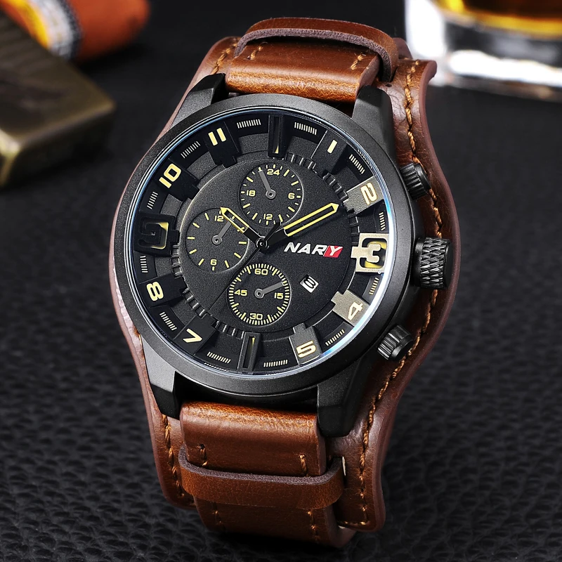 

2021 Fashion Steampunk Men's Watches Men Sports Watches Brown Leather Band Quartz Wristwatches for Men Male Clock Reloj Hombre