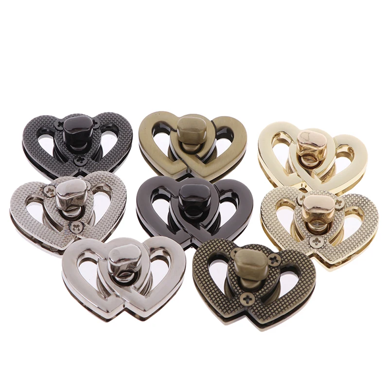 

1PCS Twist Locks Metal Heart Clasp Buckles Turn Lock For Handbag Bag Purse Craft Gold DIY Bag Accessories