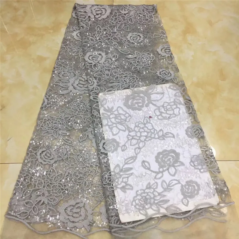 Sky blue Sequins Net Lace Fabric 2020 gold High Quality African Mesh Wedding Bride Dress Sewing Sequined Embroidered Material | Дом и сад