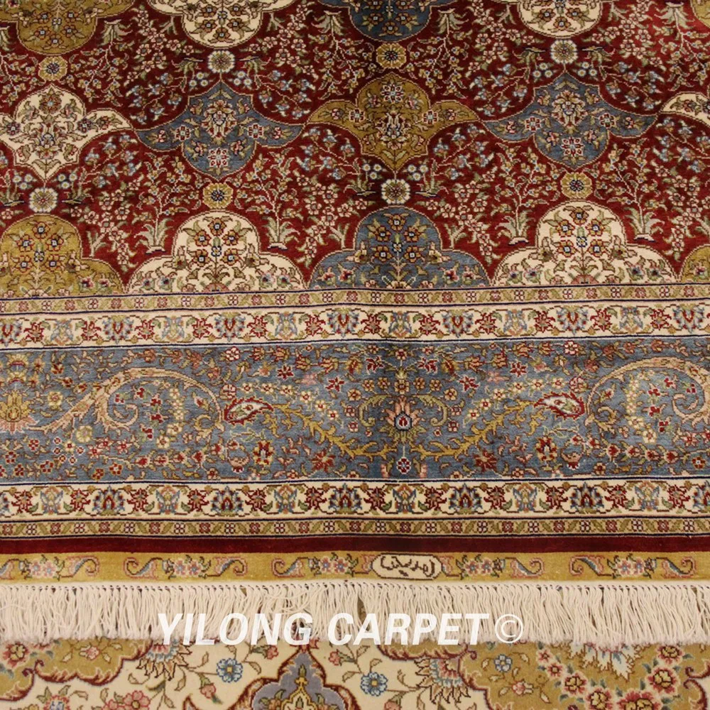 Yilong 4 5 'x 6 5' Шелковый персидский ковер ручной работы элегантный коврик