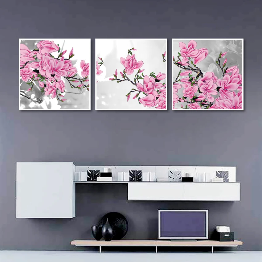

Классический розовый цветочный принт домашний декор в китайском стиле Скандинавская Картина на холсте настенная Художественная Картина г...