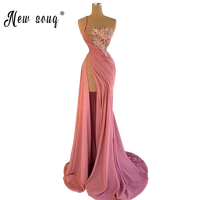 hot pink evening dresses mermaid long high side split prom dresses woman party night long a line beaed peated gown for wedding