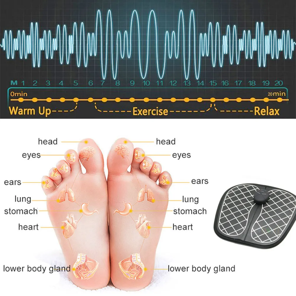 

Electric EMS Foot Massager Pad Feet Muscle Stimulator Foot Massage Mat Improve Blood Circulation Relieve Ache Pain Health Care