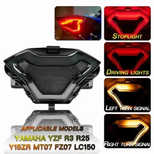 Motor Bike Tail Lamp Brake Light Motorcycle Modified Taillight Brake Turn Signal Lights for YAMAHA R3/R25/MT-03 07/25 LC150