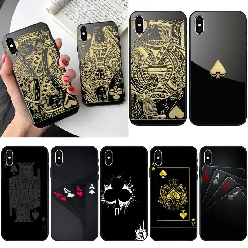 

DIY Black poker cards Phone Case For iPhone 12 Mini 11 Pro XS Max X XR 7 8 Plus