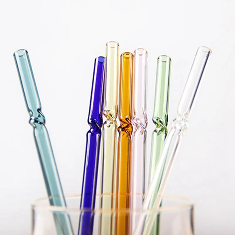 

Eco-friendly Colorful Glass Drinking Straw High Borosilicate Glass Straws Heat-Resistant Sturdy Bent Straight Cute Drink Straws