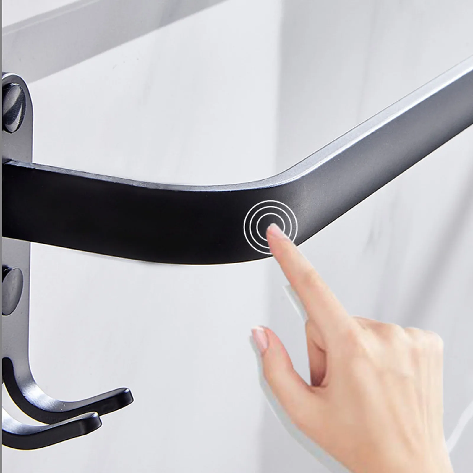 

Portable 40Cm Wall-Mounted Shower Shelf Metal Bathroom Towel Coat Rack Shower Tray Bathroom Towel Bracket Punch-free 2021