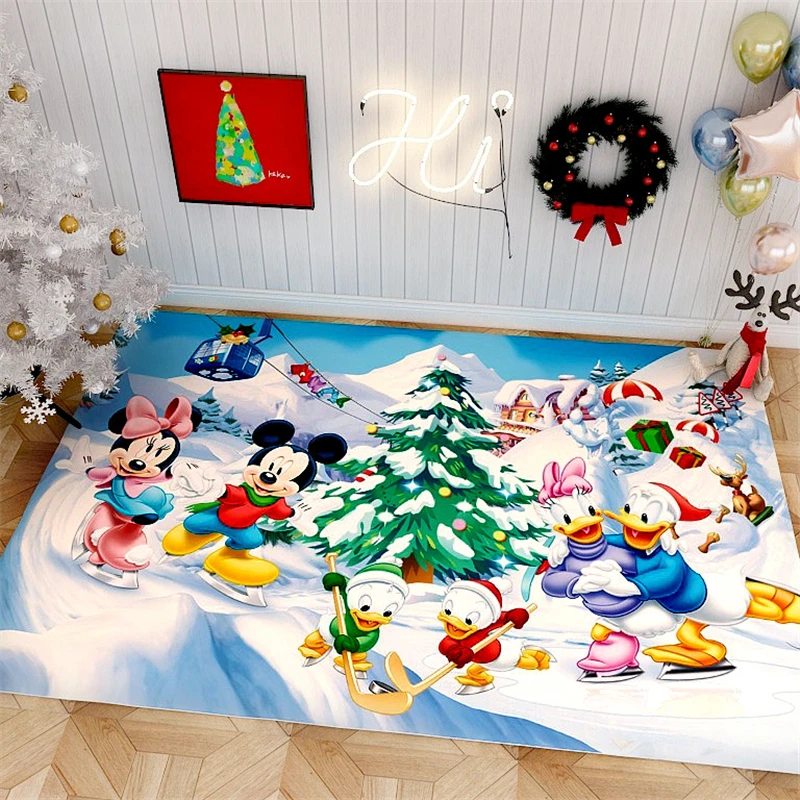 

160x80cm Merry Christmas Rug Carpet Mickey Playmat Bedroom Santa Tree Gifts Area Rugs Bedside Carpets for Living Room