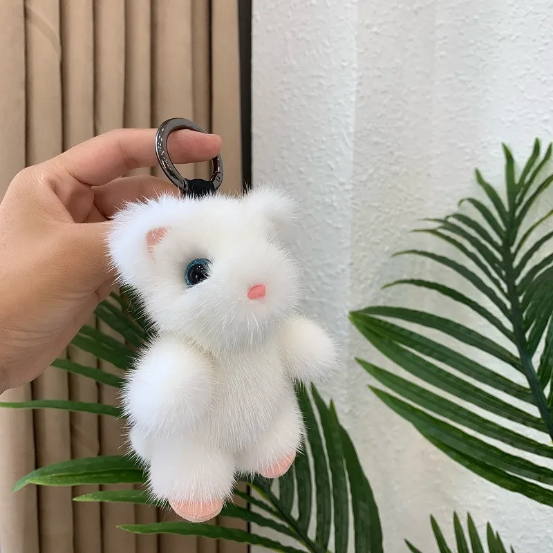Брелок для ключей из меха норки женский высококлассный кулон в виде милой