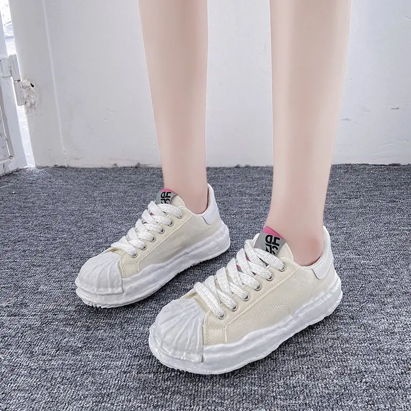 

Women's Sports Shoes Fashion Women's Sneakers 2021 Chunky Canvas Shoes Women Platform Casual Shoes Lace-up Women's Shoes Mesh
