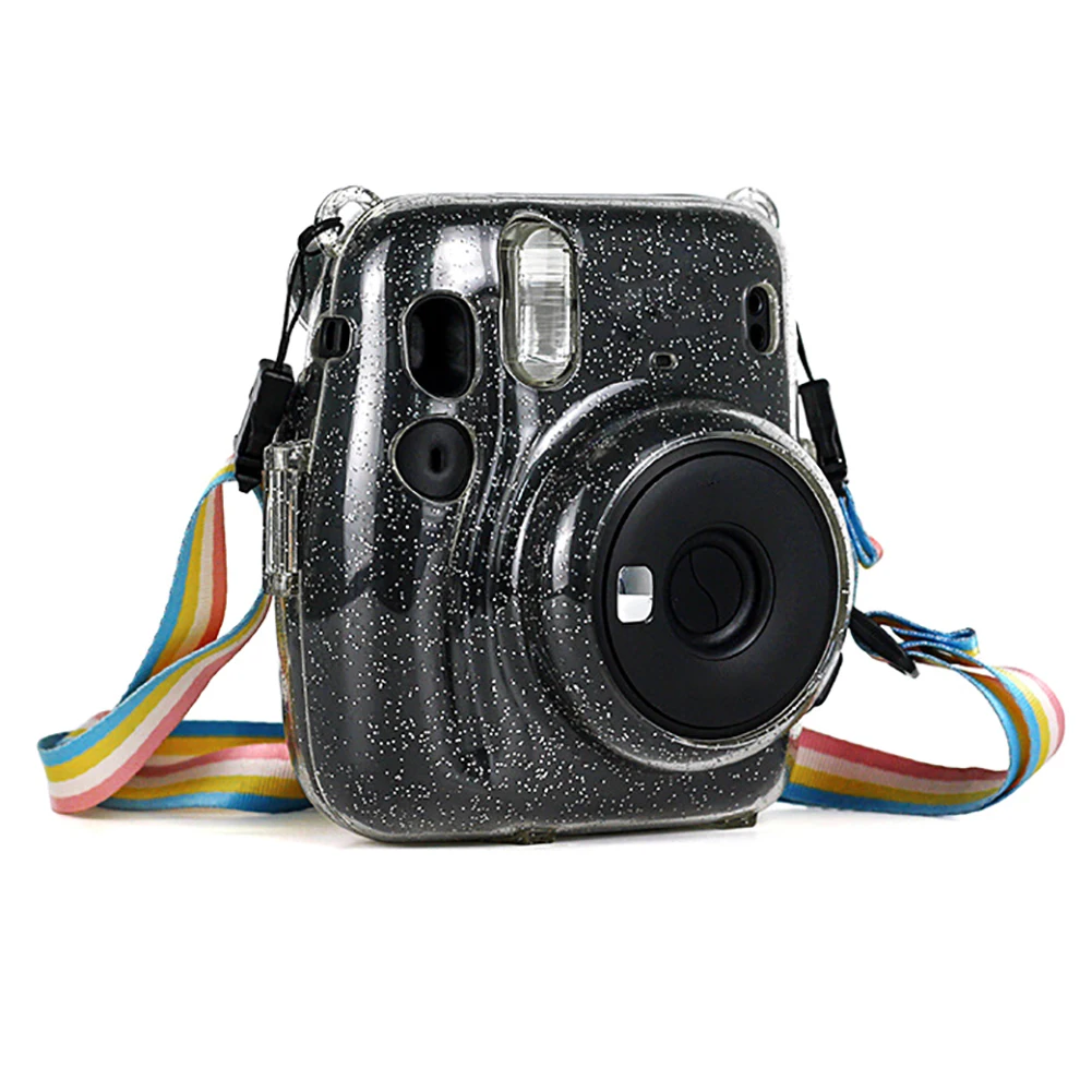 

Transparent Dust-proof Scratch Resistant Camera Protective Glitter Shell with Adjustable Lanyard for Instax Mini 11