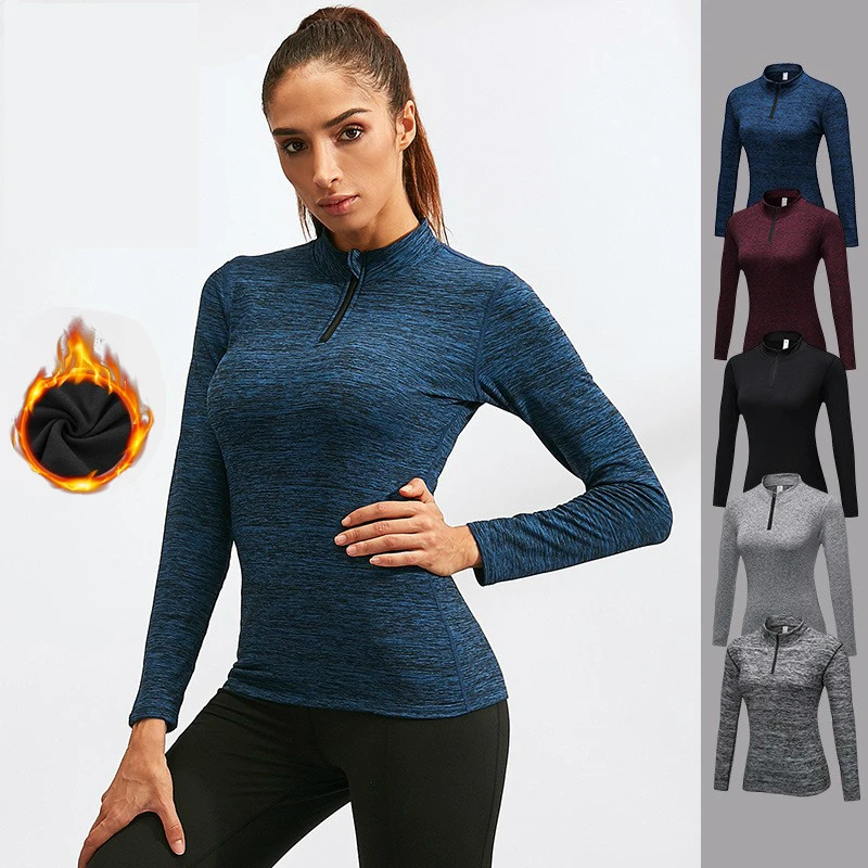 Профессиональная женская осенне зимняя теплая флисовая куртка для бега рубашка