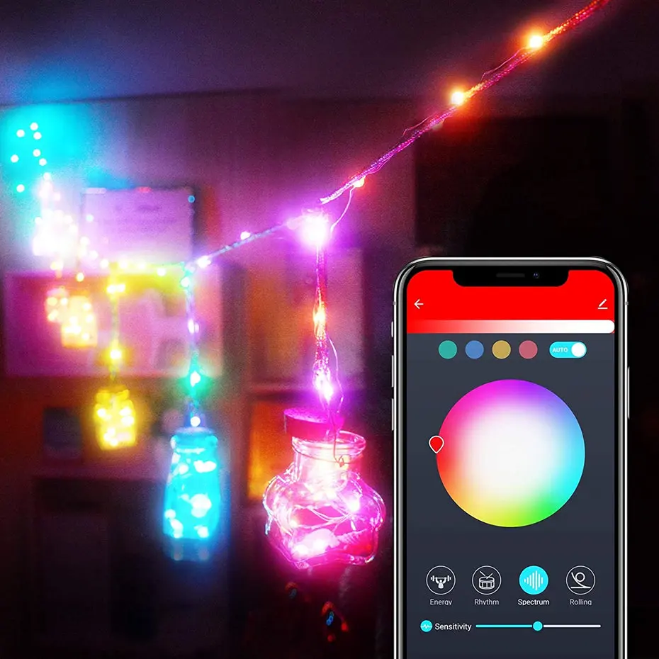 Tuya Smart WiFi светодиодные гирлянды светильник s Dreamcolor 10 м 100LED RGB RGBIC с питанием от USB