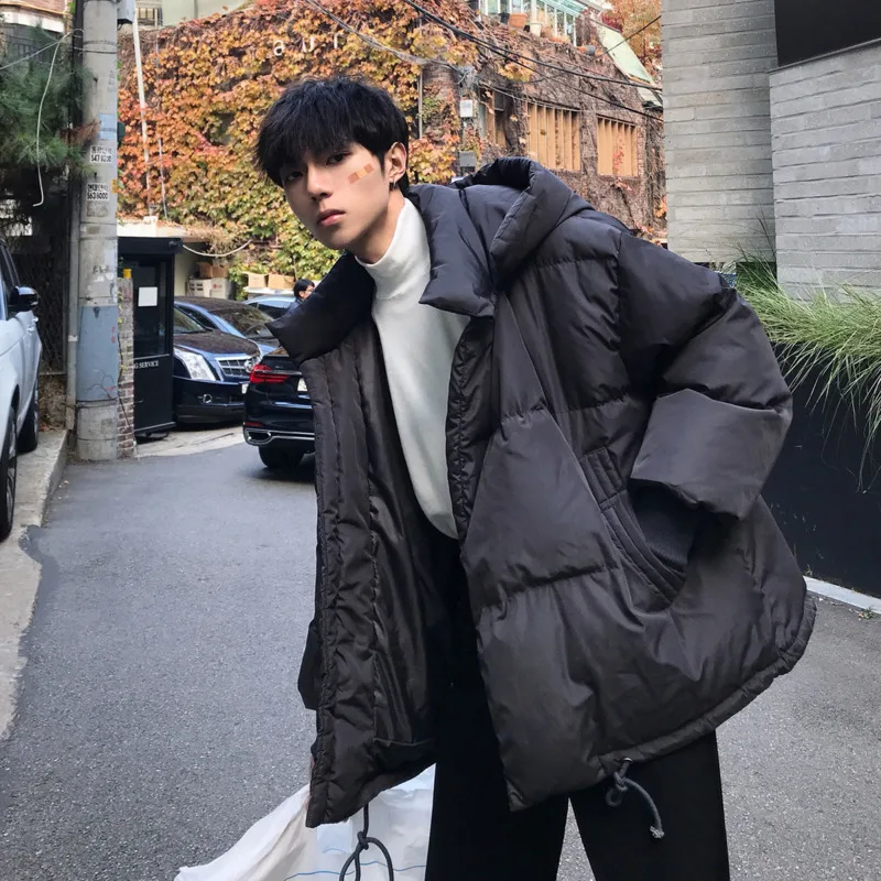 Winter Jacket Men's Parka Warm Fashion Casual Korean Style Hooded Short Coat Men Streetwear Wild Loose Thick Jacket Mens Clothes