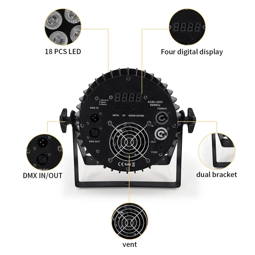 18x15 Вт RGBWA 5 в 1 Светодиодные светильники par wash led Flat Can сценическое освещение для