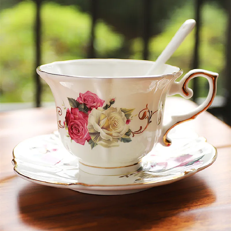 

Rose Ceramic & Porcelain Coffee Set Cups & Saucers Tea Milk Mugs Bone China Kitchen Dinnerware Wedding Gifts Birthday Presents