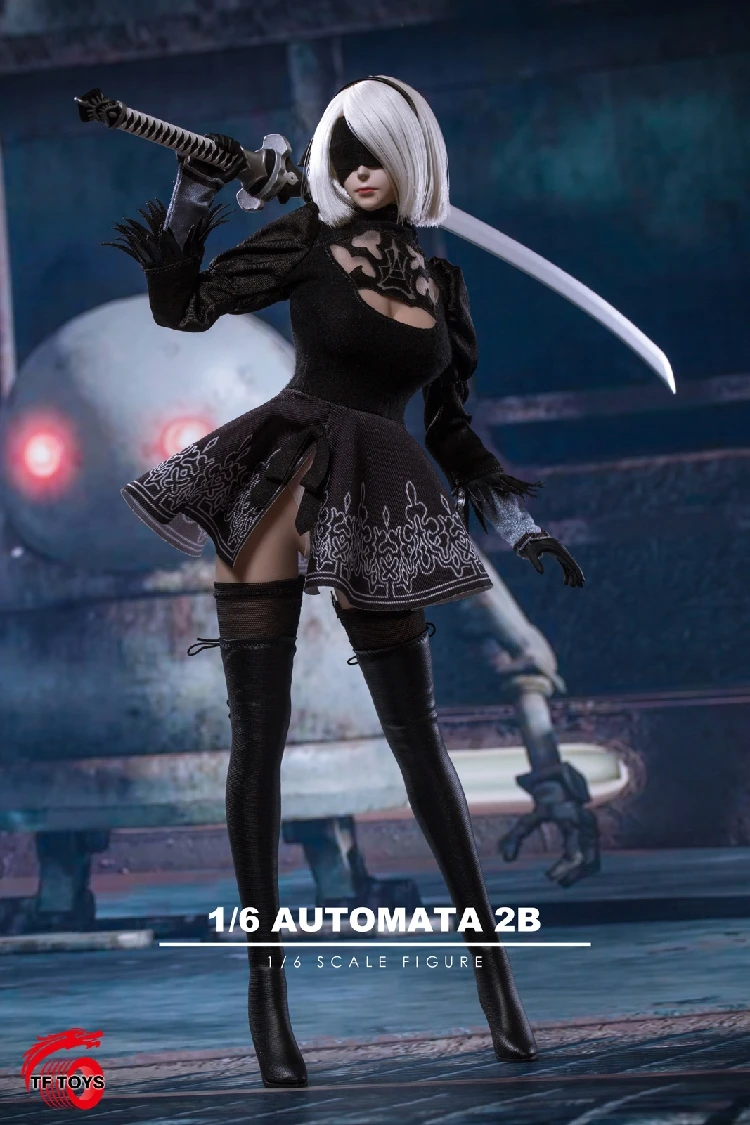 

1/6 NieR:Automata A2 Female Girl Head Carved with Sword Clothes Set 1/6 Scale Sexy Clothes Set TF01 for 12'' Female Figure Body