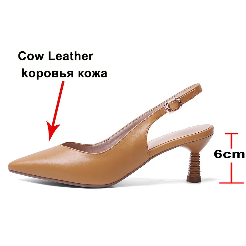 Женские Босоножки на каблуке Meotina летние туфли из натуральной кожи с острым