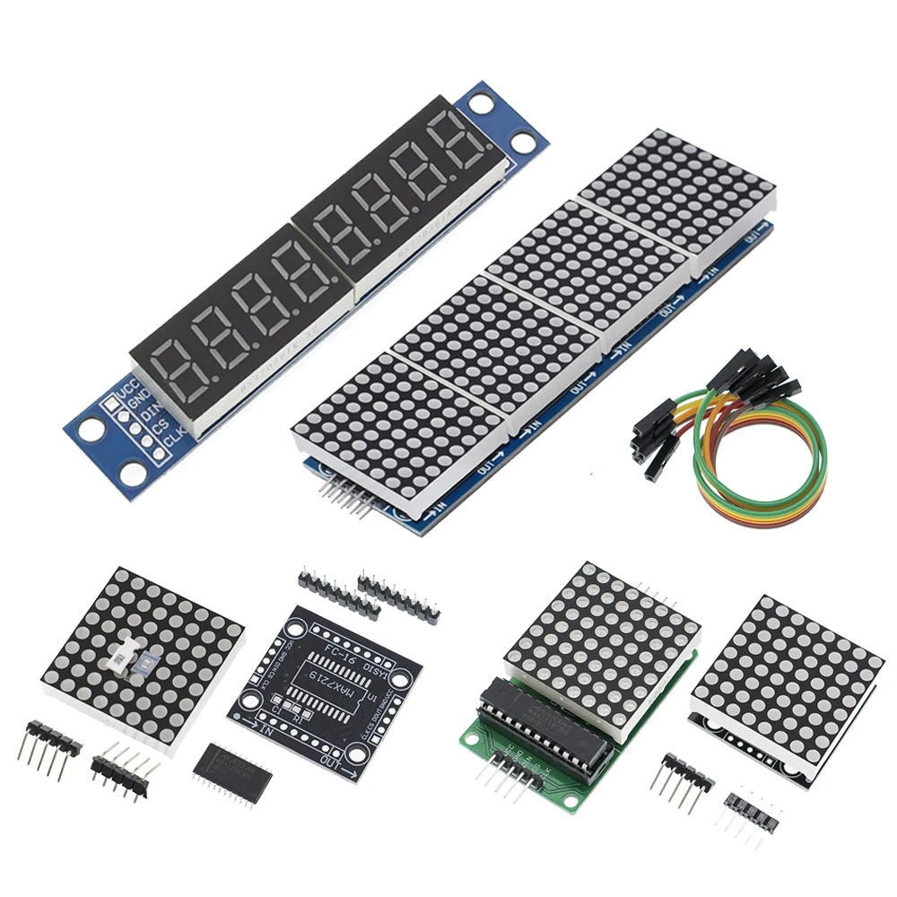 MAX7219 Dot Matrix Module Microcontroller Display Module MCU LED Display Control Module For Arduino 5V DIY Kits 4 in 1 Red/Green