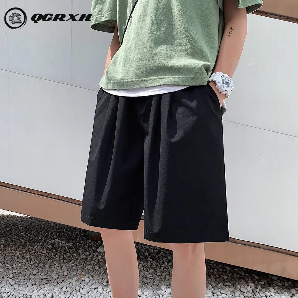 

2021 новые летние шорты для мужчин тонкая Повседневная Уличная одежда размера плюс по колено однотонные Цвет брюки спортивные короткие штаны...