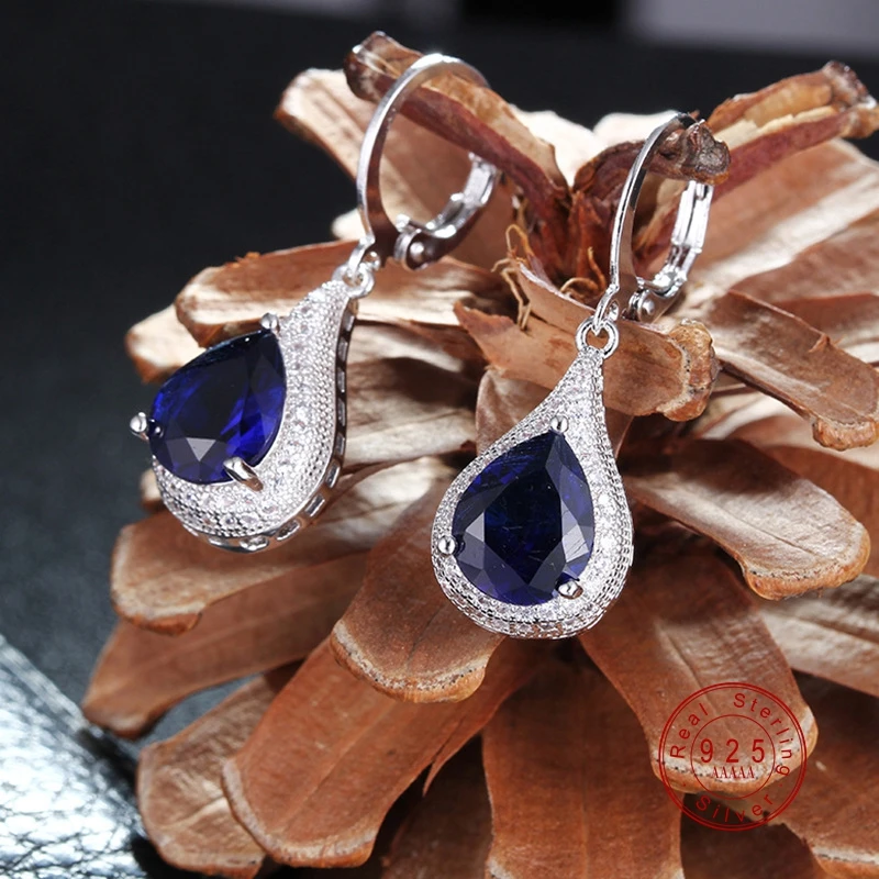 Женские серьги гвоздики с голубым цирконием модный прозрачный кристалл