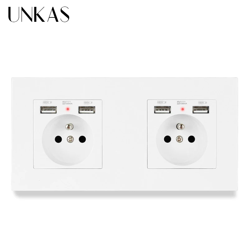 Черная пластиковая настенная розетка UNKAS из поликарбоната с 4 USB-разъемами