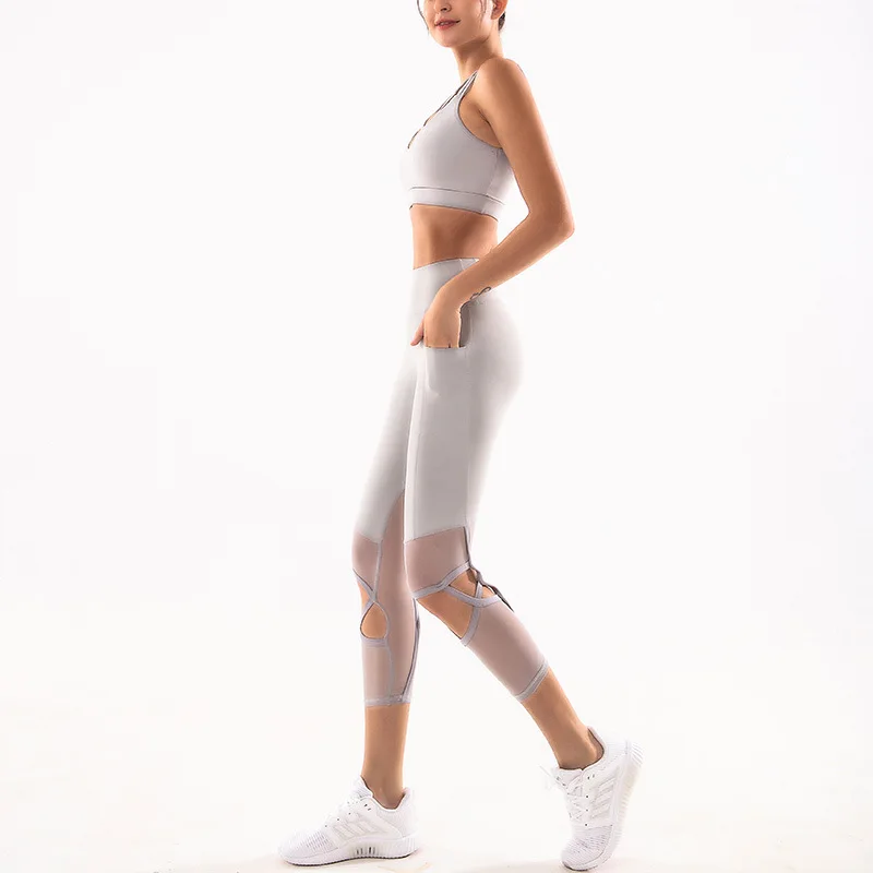 

Women's Yoga Sets Leggins Sport Women Fitness High Waist Women Yoga Pants Sports Buttock Lifting Yoga Pants Two-Piece Set