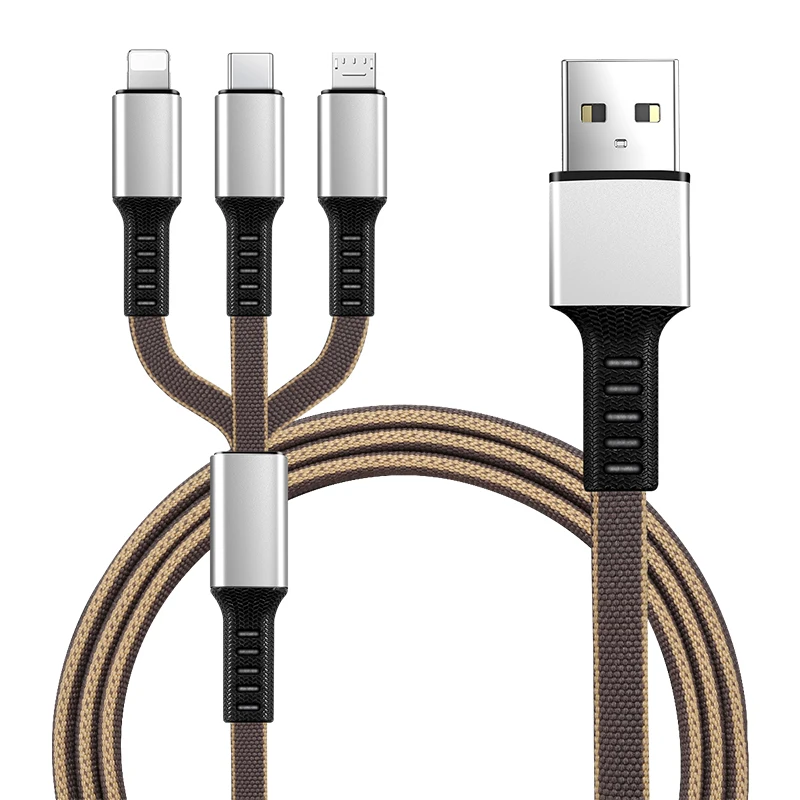 USB кабель для iPhone XS X 8 7 6 Быстрая Зарядка Кабели нейлон 3 в 1 мульти Тип C Micro USB кабель для передачи данных для samsung зарядное устройство Шнур