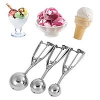 stainless steel ice cream spoon spring trigger mashed potatoes watermelon jelly yogurt cookies scoop kitchen tools summer