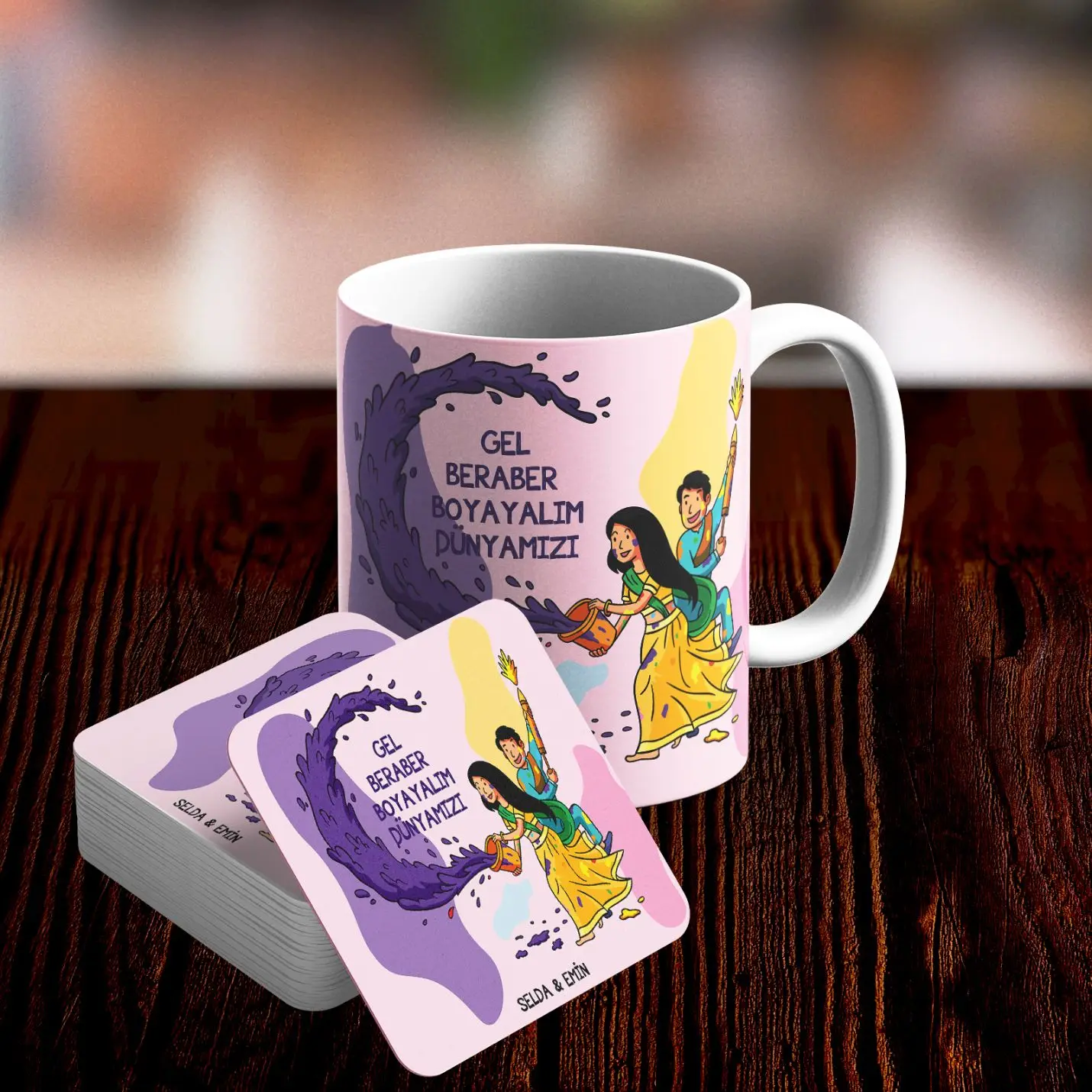

Personalized Romantic Mug and Underlay Set-24