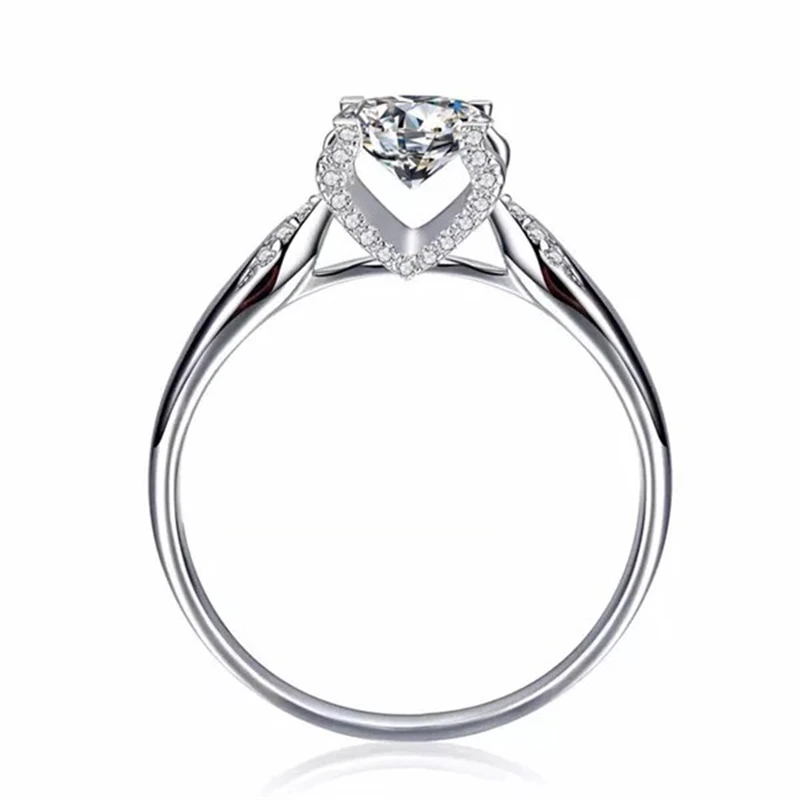 

Moissanite Ring 1ct VVS1 Round Cut F Color Lab Diamond 925 Silver Jewelry Love Token Woman Girlfriend Courtship Gift