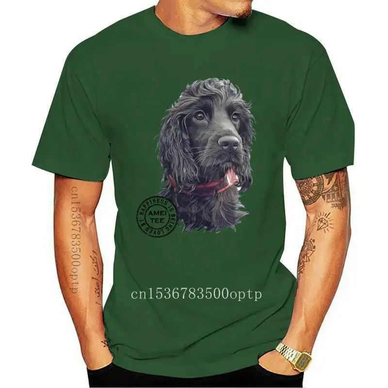 

New American Black Cocker Spaniel Print T-Shirt 2021 Summer Fashion Men Short Sleeve Funny Dog Design Boy Casual Tops Man White