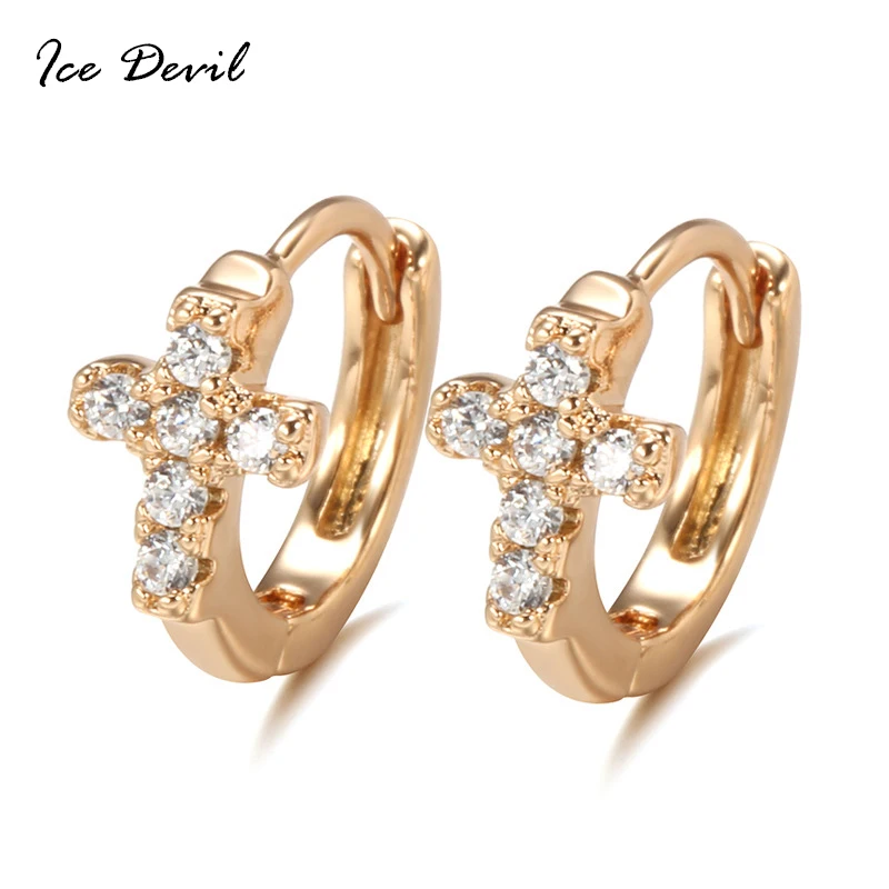

KQ112 Street Snap-Style Elegant Copper 4A Zircon Geometry Cross Ear Clip Gift Party Banquet WOMEN'S Jewelry Earrings
