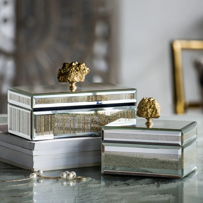 

zq Nordic Light Luxury Jewelry Storage Box Dressing Table Decoration Desktop Finishing Box Ornaments