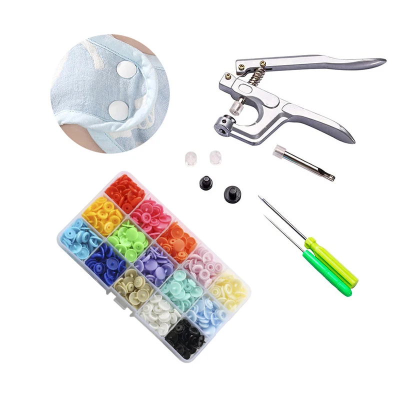 

15 Colors Each 10 sets + tools Buttons Belt Buckle Punching Hand Tool Set DIY Garment Decorative Buttons Hollow Rivet Buttons