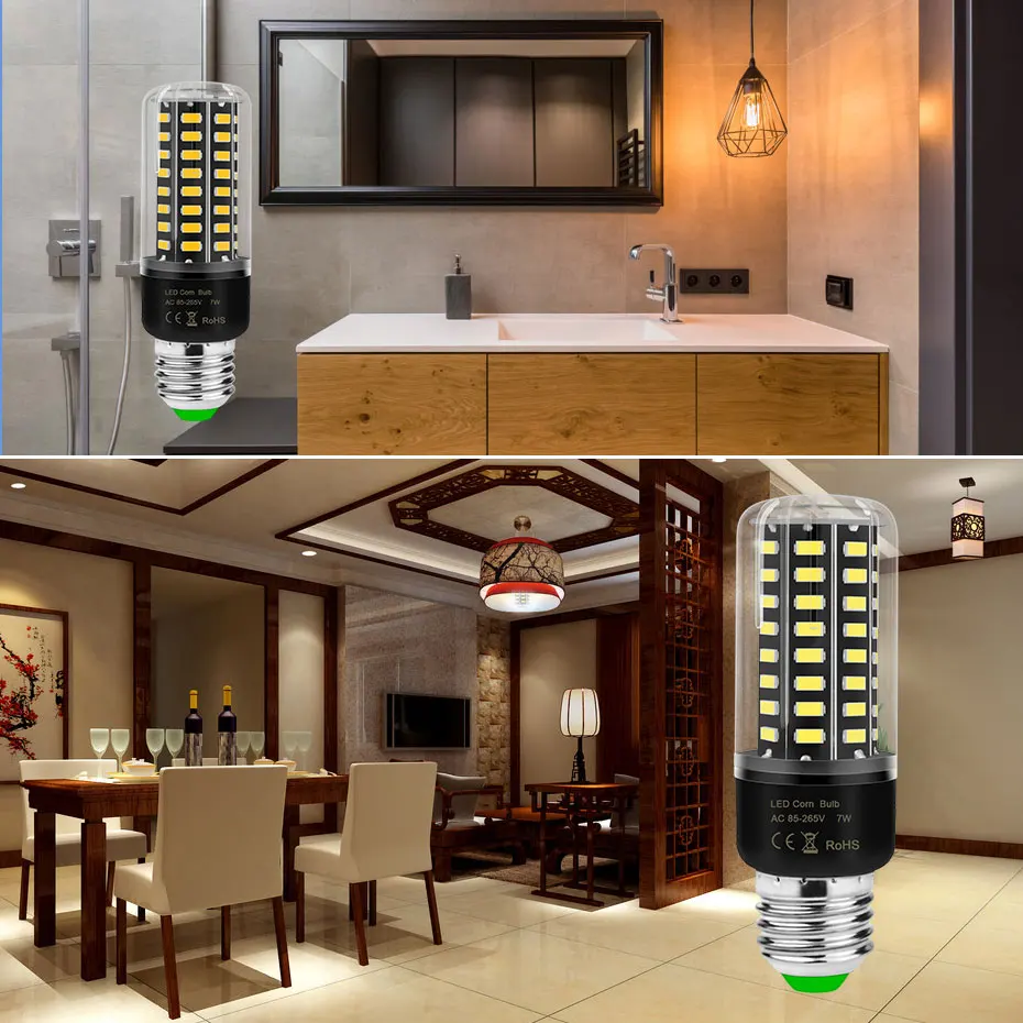 E14 E27 110V 220V Led Light Bulb 5736SMD Corn Lamp Lampada 28/40/72/108/132/156leds No Flicker Energy Saving Home Bulbs | Освещение