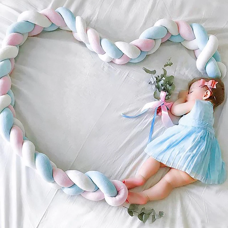 

Baby Handmade Bed Bumper Knot DIY Newborn Baby Hand-Woven Crib Bed Wrap Baby Knotted Pillow Twist Cushion Crib Fence