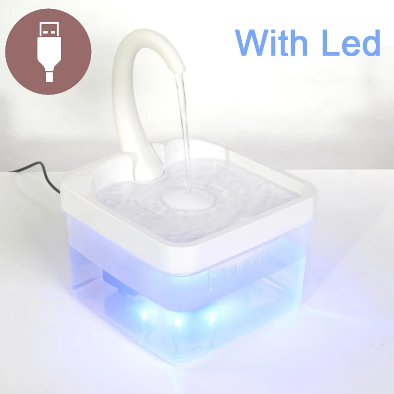 Поилка поилка водная 2 л для домашних животных питьевой фонтанчик USB светодиодный