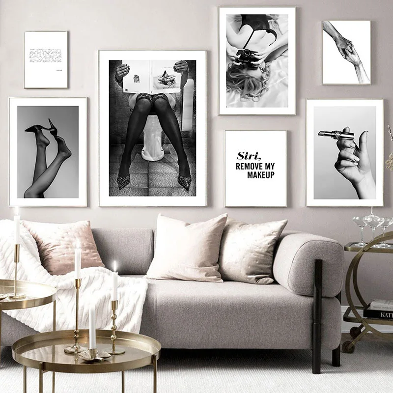 

Black And White Beauty Fashion Canvas Painting Wall Picture Artistic Poster For Living Room Decoration Home Decor