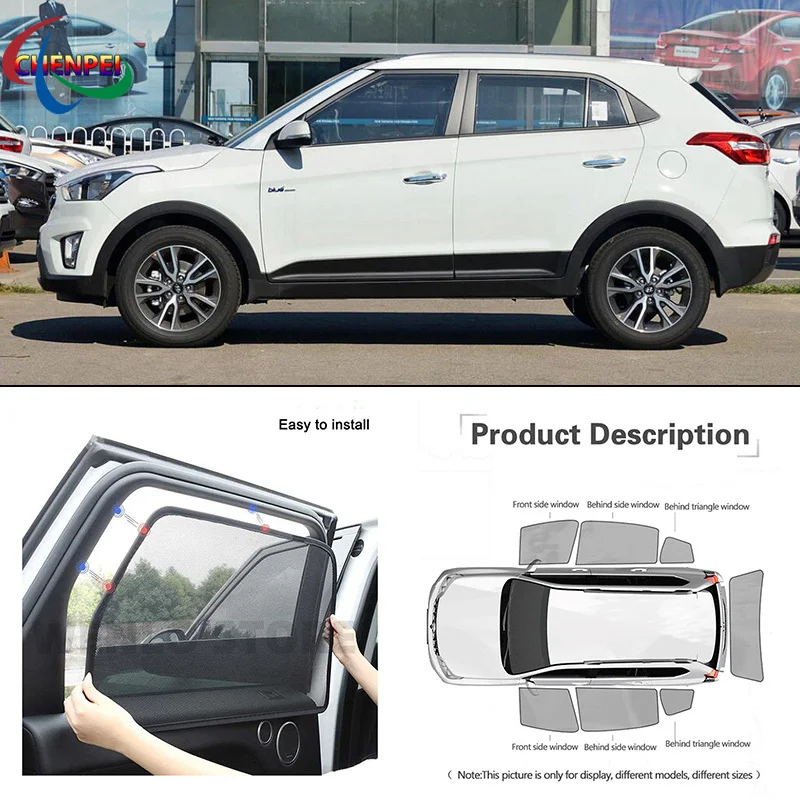 For Hyundai ix25 2015-2018 Car Full Side Windows Magnetic Sun Shade UV Protection Ray Blocking Mesh Visor Car Accessories