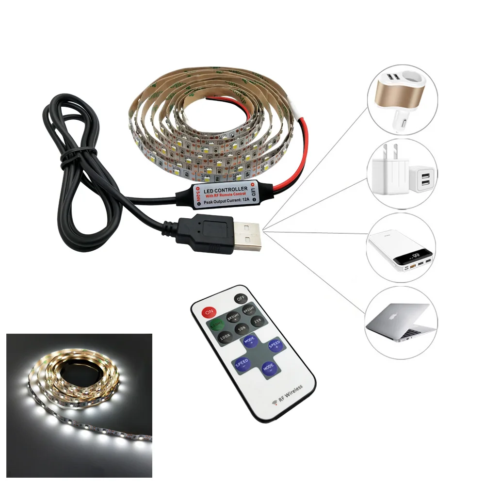 СВЕТОДИОДНАЯ лента SMD 2835 5 в 60 Светодиодный s/m Водонепроницаемая + 12 клавиш