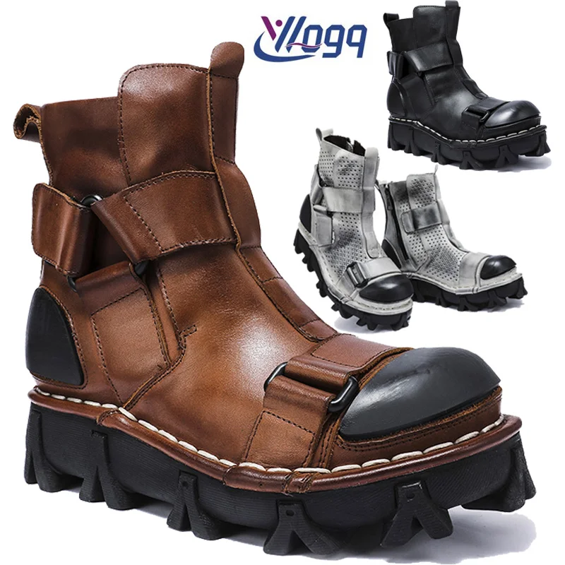 

Мужские ботинки из натуральной кожи; Готические ботинки в стиле панк с черепом; Ботинки в байкерском стиле; Армейские ботильоны в стиле Дезе...