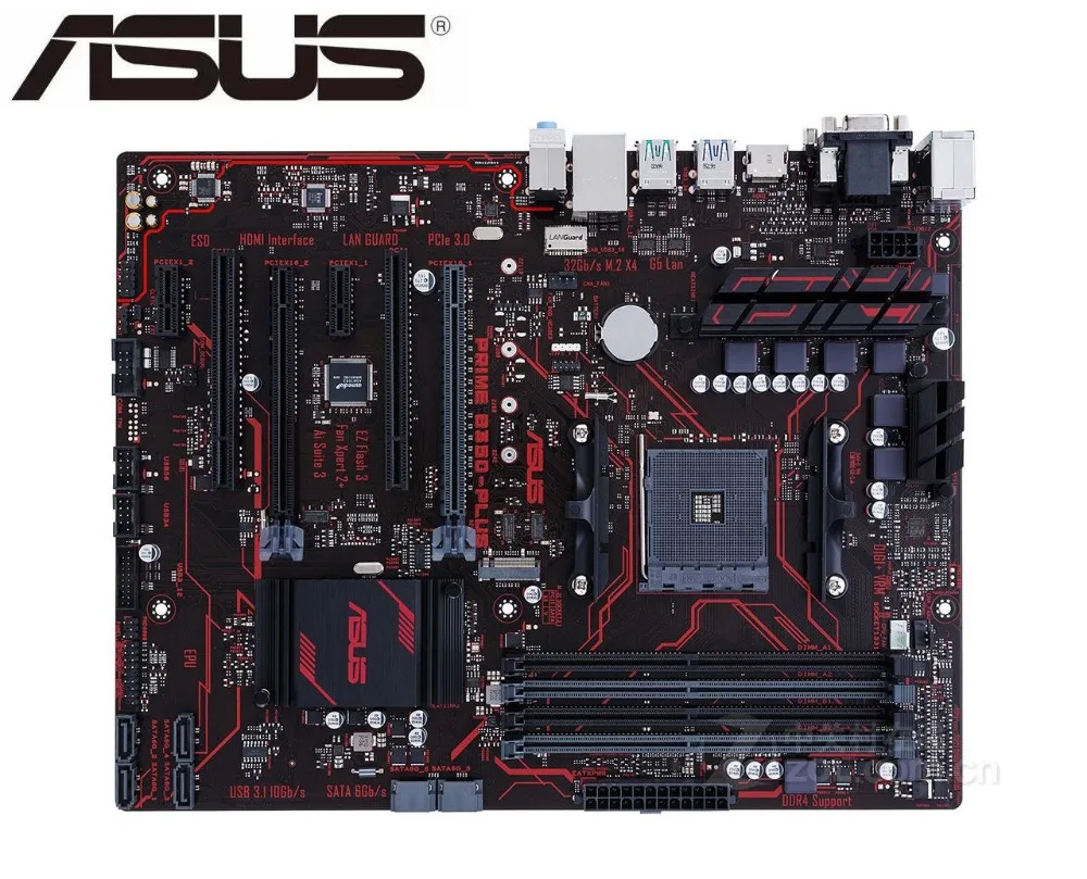 Оригинальная материнская плата ASUS PRIME B350-PLUS M.2 B350 с разъемом AM4 DDR4 64GB USB3.0 USB3.1, плата SATA3 для настольных ПК