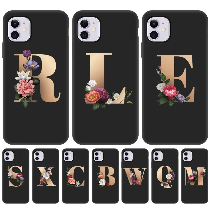 

Initial Letter i Phone 11 Case For iPhone 12 11 Pro Max 7 8 6 6s Plus XS MAX XR X Soft Silicon Back Cover iPhone12 Pro Mini SE 2