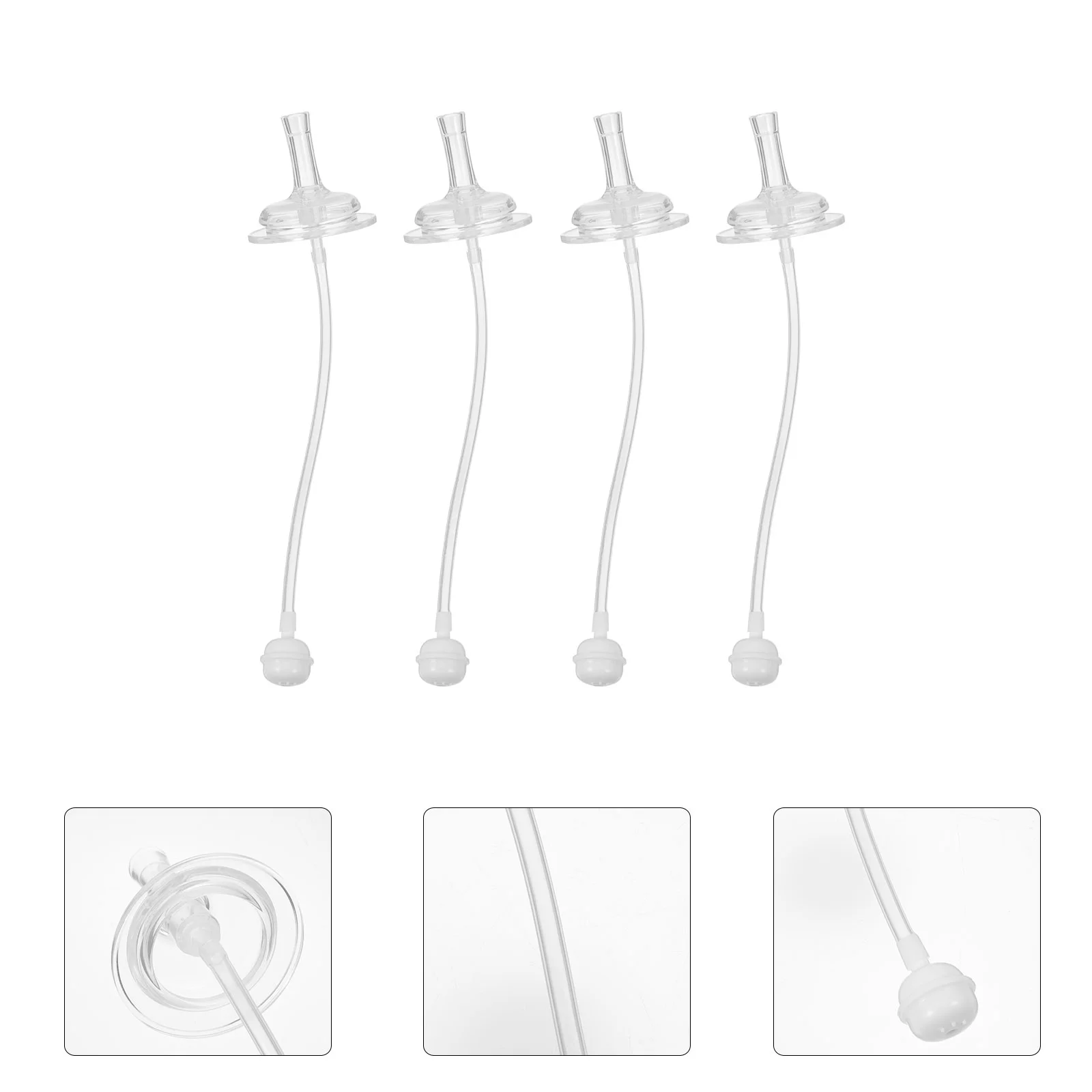 

4pcs Durable Wide-mouthed Baby Miilk Bottle Silicone Straws Baby Straw Cup Accessories (Transparent)